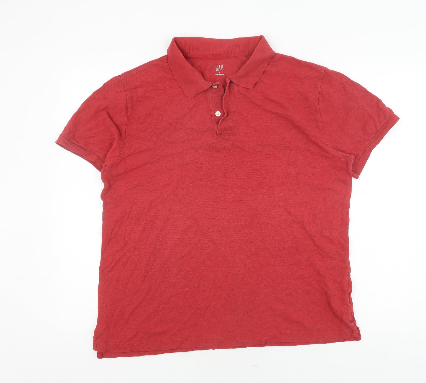 GAP Men's Red Polo Shirt L - Short Sleeve, Cotton