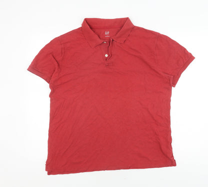 GAP Men's Red Polo Shirt L - Short Sleeve, Cotton