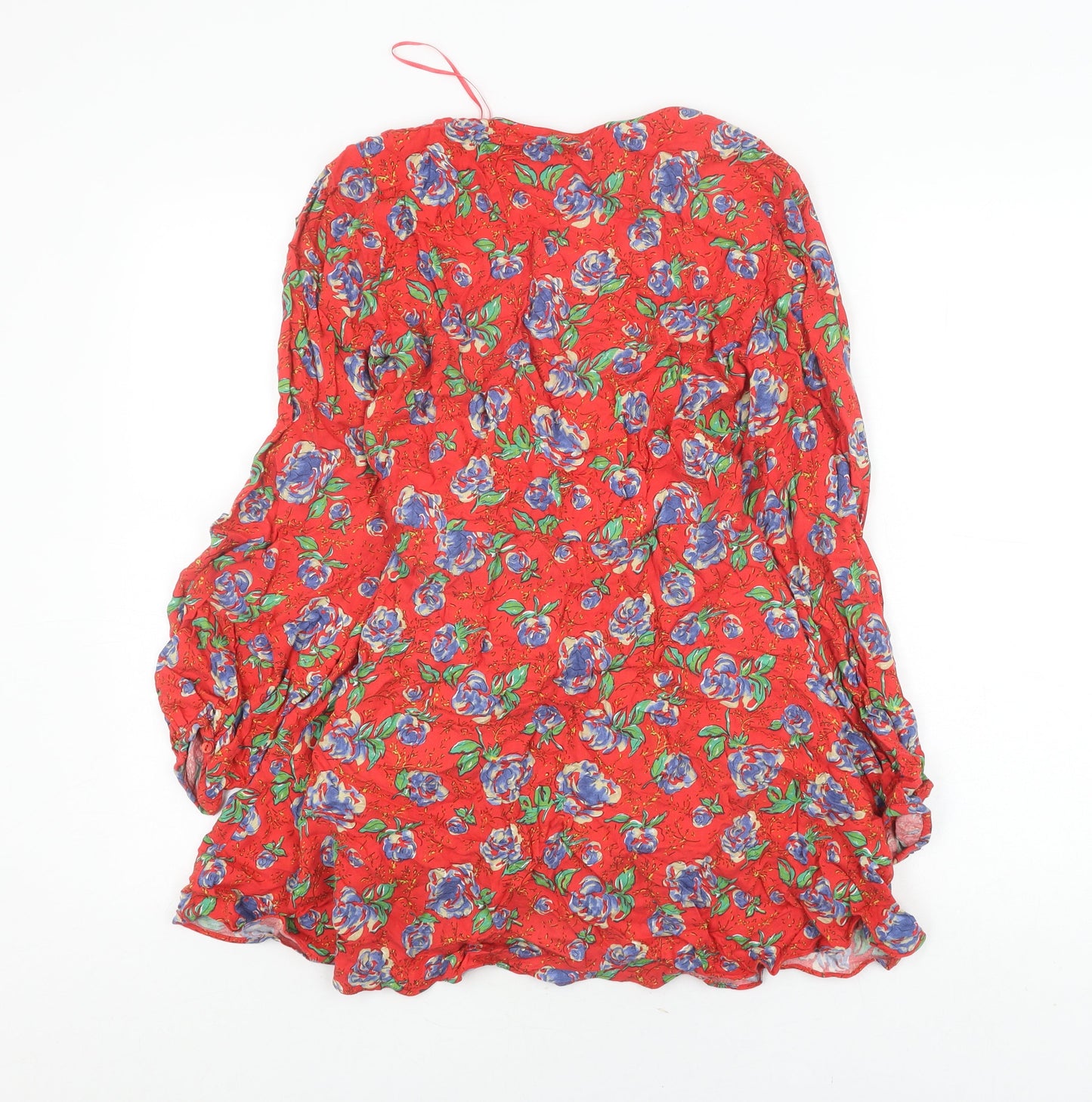 Trafaluc Red Floral Short Wrap Dress Size 8
