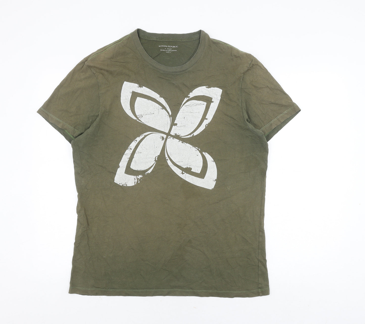 Mens UK Size L Banana Republic Green  T-Shirt