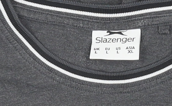 Slazenger Men's Grey Crew Neck Logo T-Shirt, Size L