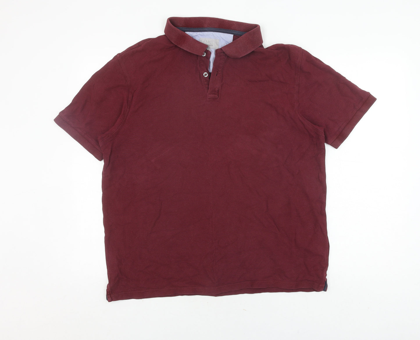 Marks and Spencer Men's Red Polo Shirt L