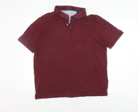 Marks and Spencer Men's Red Polo Shirt L