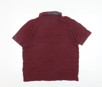 Marks and Spencer Men's Red Polo Shirt L