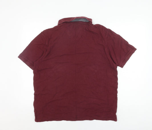 Marks and Spencer Men's Red Polo Shirt L