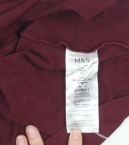 Marks and Spencer Men's Red Polo Shirt L