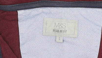 Marks and Spencer Men's Red Polo Shirt L
