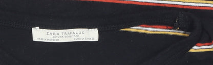 Womens UK Size S Zara Black Basic T-Shirt