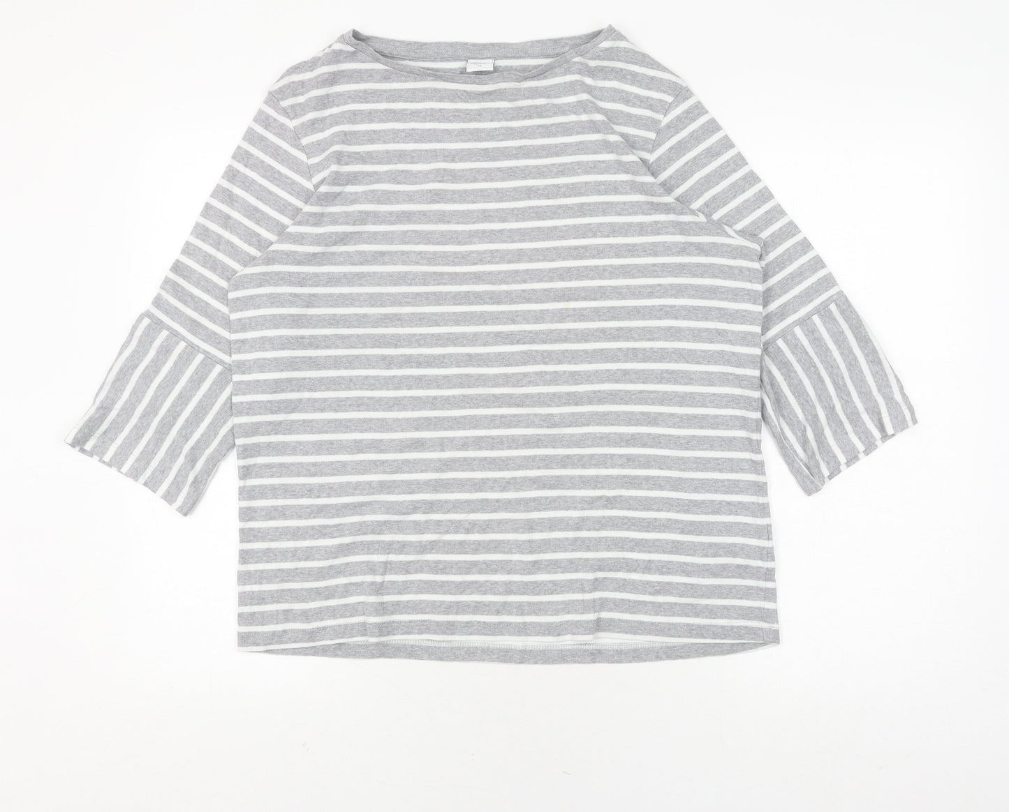 Cotton Traders Women's Grey Striped Pullover Jumper Size 16