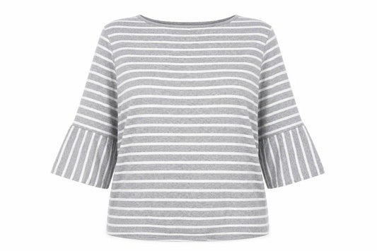 Cotton Traders Women's Grey Striped Pullover Jumper Size 16