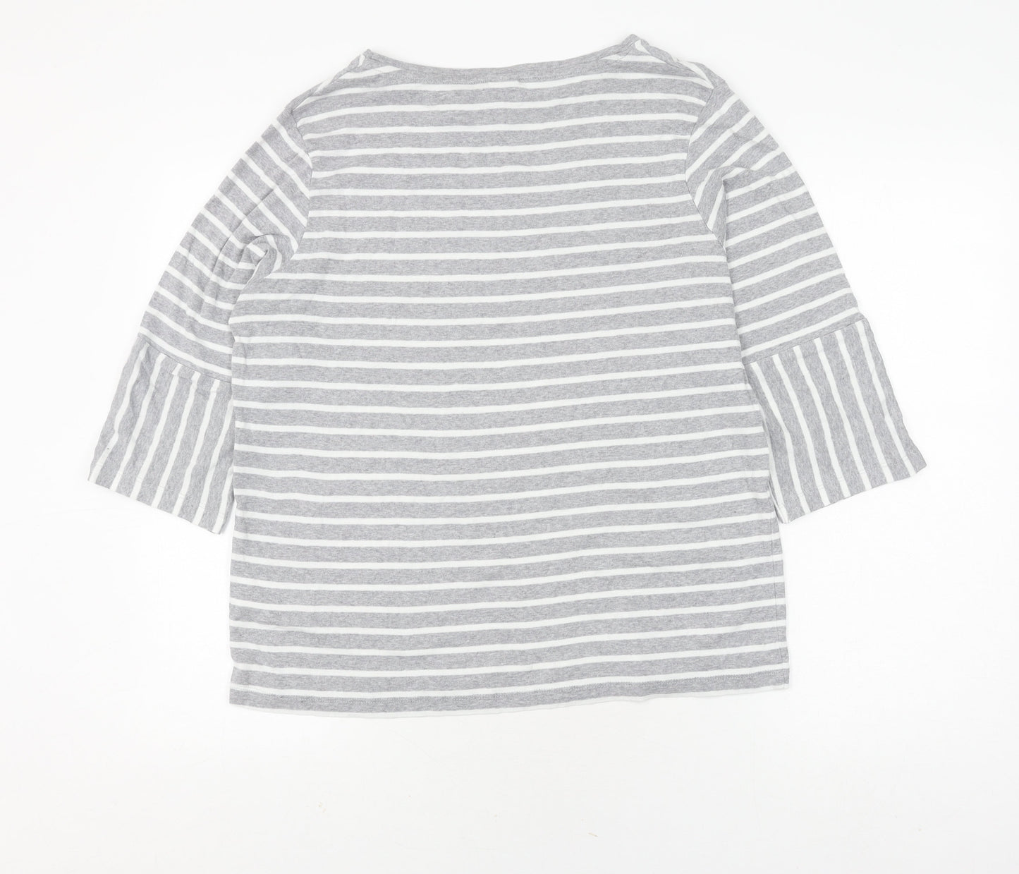 Cotton Traders Women's Grey Striped Pullover Jumper Size 16