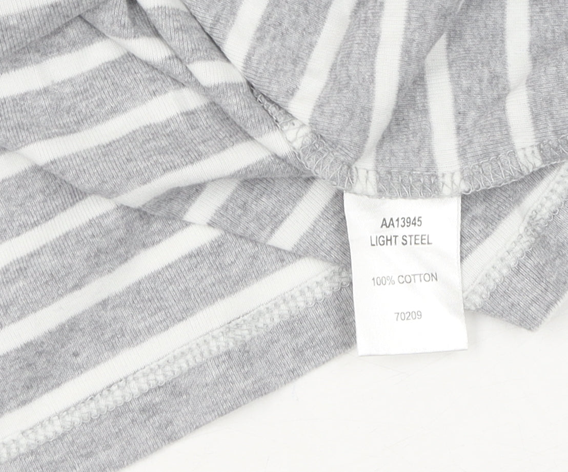 Cotton Traders Women's Grey Striped Pullover Jumper Size 16