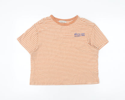 Unisex Adults UK Size M Pull & Bear Orange Cropped T-Shirt