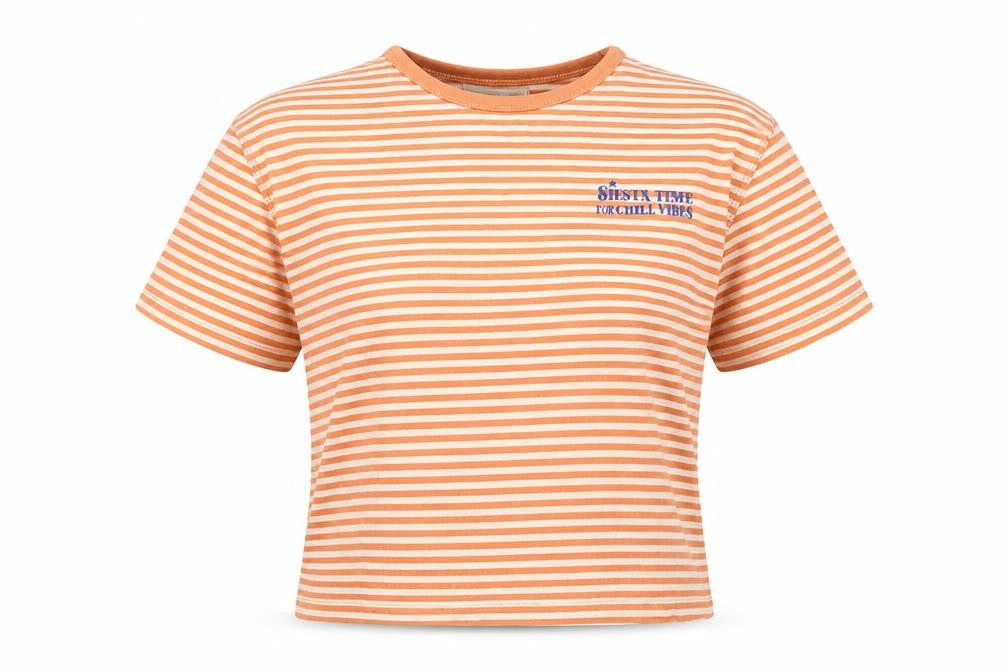 Unisex Adults UK Size M Pull & Bear Orange Cropped T-Shirt