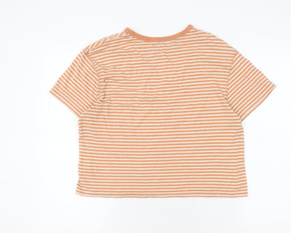 Unisex Adults UK Size M Pull & Bear Orange Cropped T-Shirt