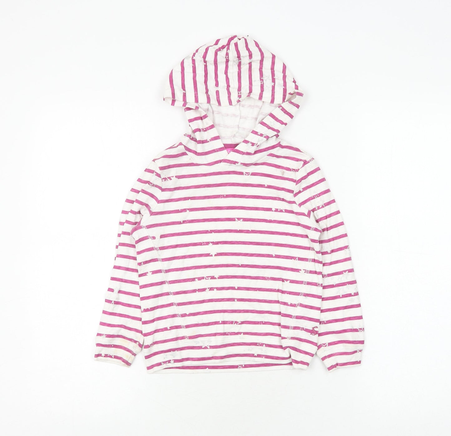 Joules Girls Pink Stripe Hoodie, Age 6, Long Sleeve Pullover