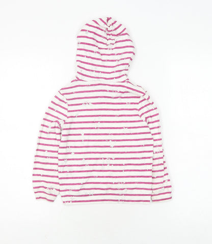 Joules Girls Pink Stripe Hoodie, Age 6, Long Sleeve Pullover