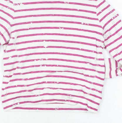Joules Girls Pink Stripe Hoodie, Age 6, Long Sleeve Pullover
