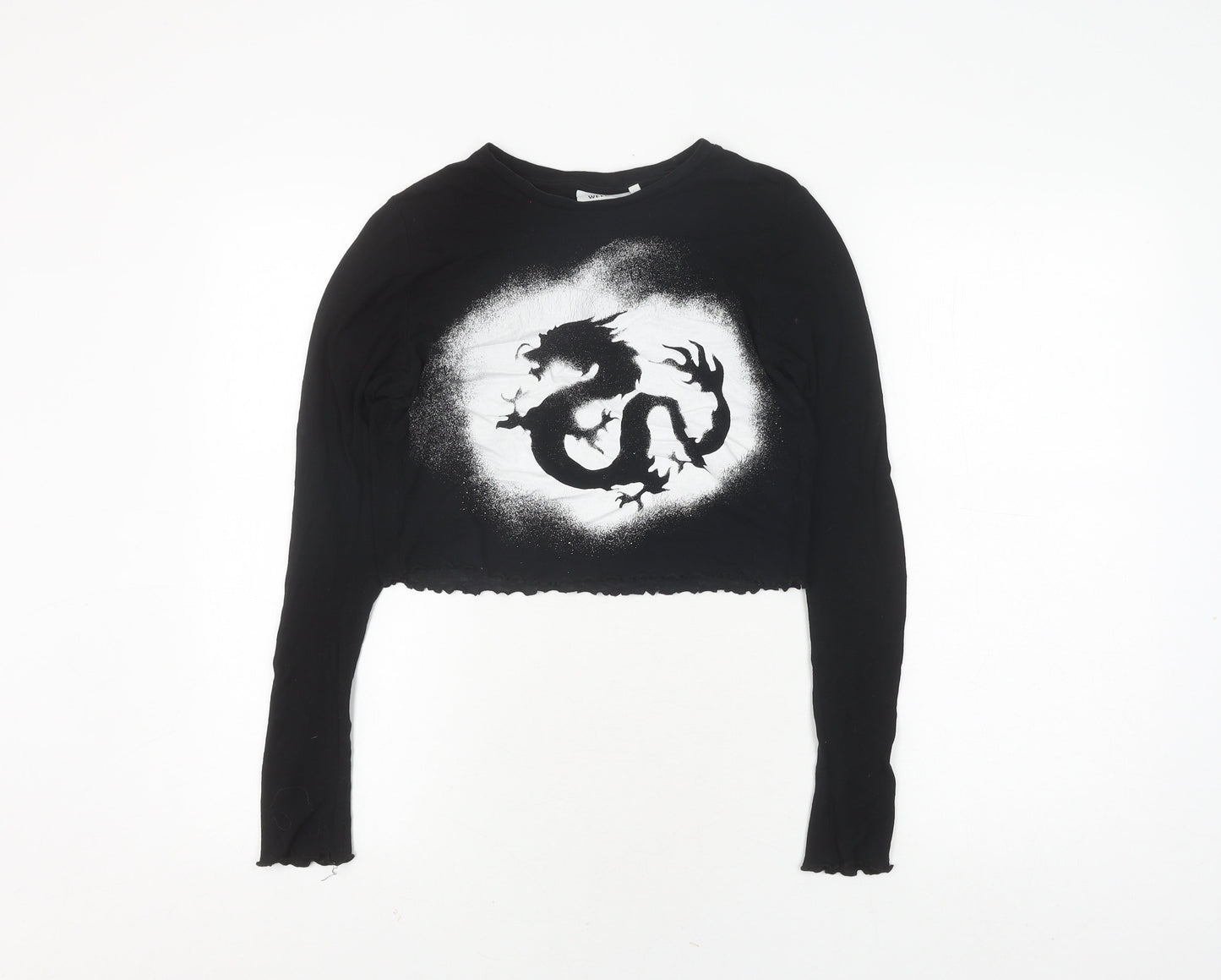 Womens UK Size 12 Weekday Black Cropped T-Shirt