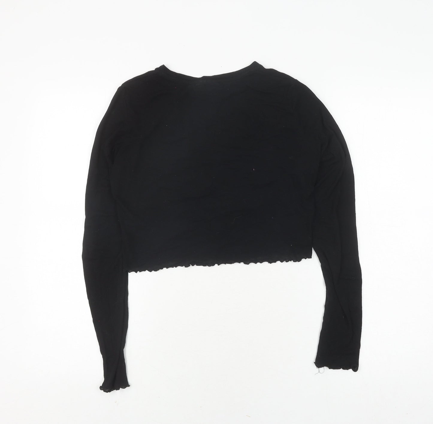 Womens UK Size 12 Weekday Black Cropped T-Shirt