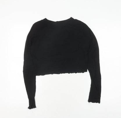 Womens UK Size 12 Weekday Black Cropped T-Shirt