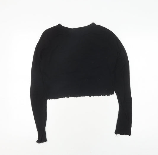 Womens UK Size 12 Weekday Black Cropped T-Shirt