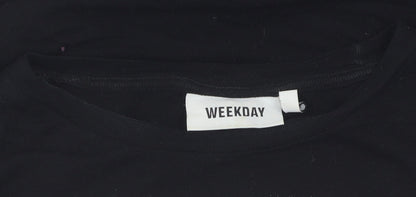 Womens UK Size 12 Weekday Black Cropped T-Shirt
