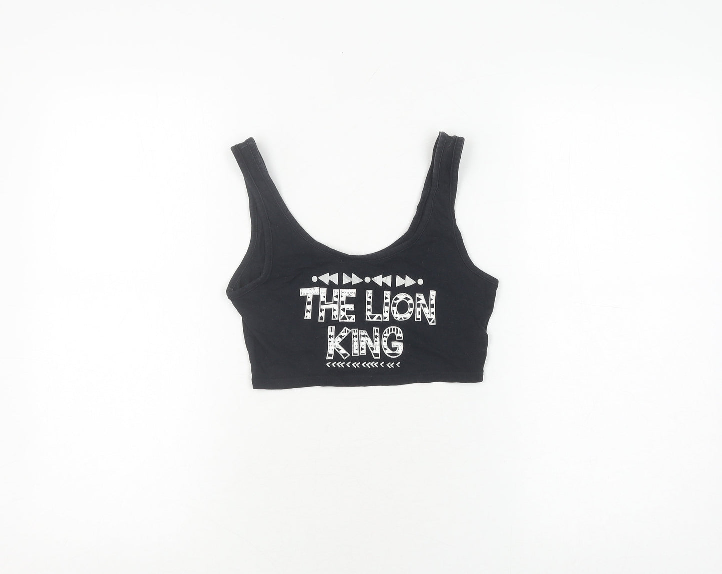 Womens UK Size 2XS Disney Black Cropped Tank
