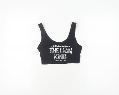 Womens UK Size 2XS Disney Black Cropped Tank