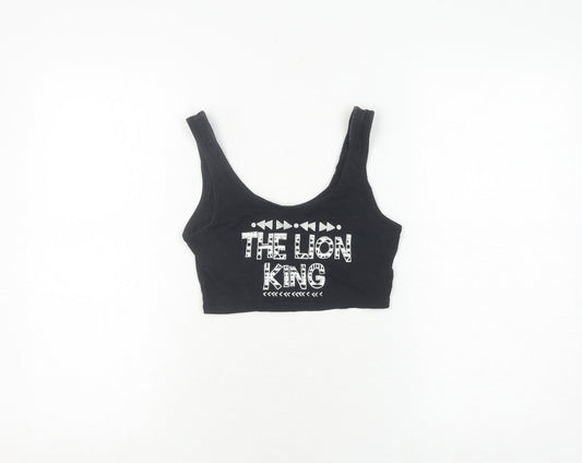 Womens UK Size 2XS Disney Black Cropped Tank