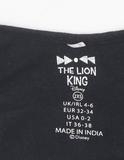 Womens UK Size 2XS Disney Black Cropped Tank