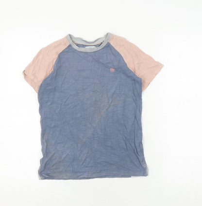 FatFace Unisex Kids Blue Colourblock Ringer T-Shirt 9-10 Years