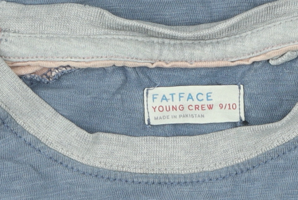 FatFace Unisex Kids Blue Colourblock Ringer T-Shirt 9-10 Years