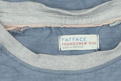 FatFace Unisex Kids Blue Colourblock Ringer T-Shirt 9-10 Years