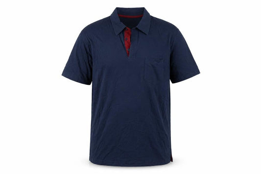 Front view of Atlas For Men Blue Polo Shirt Men L Casual Cotton