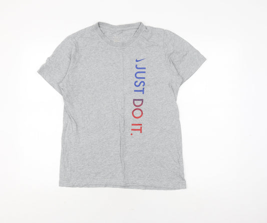 Nike Men's Grey XL Cotton Logo T-Shirt