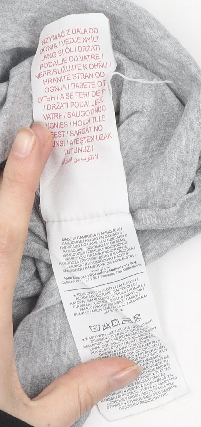 Nike Men's Grey XL Cotton Logo T-Shirt