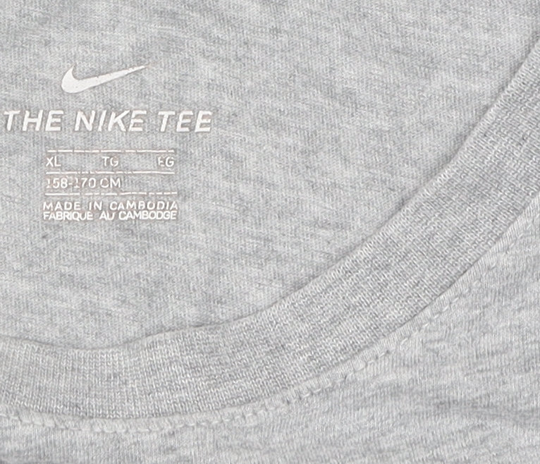 Nike Men's Grey XL Cotton Logo T-Shirt