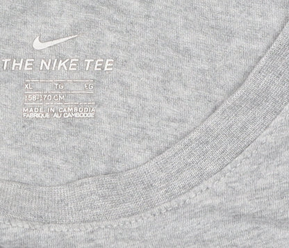 Nike Men's Grey XL Cotton Logo T-Shirt