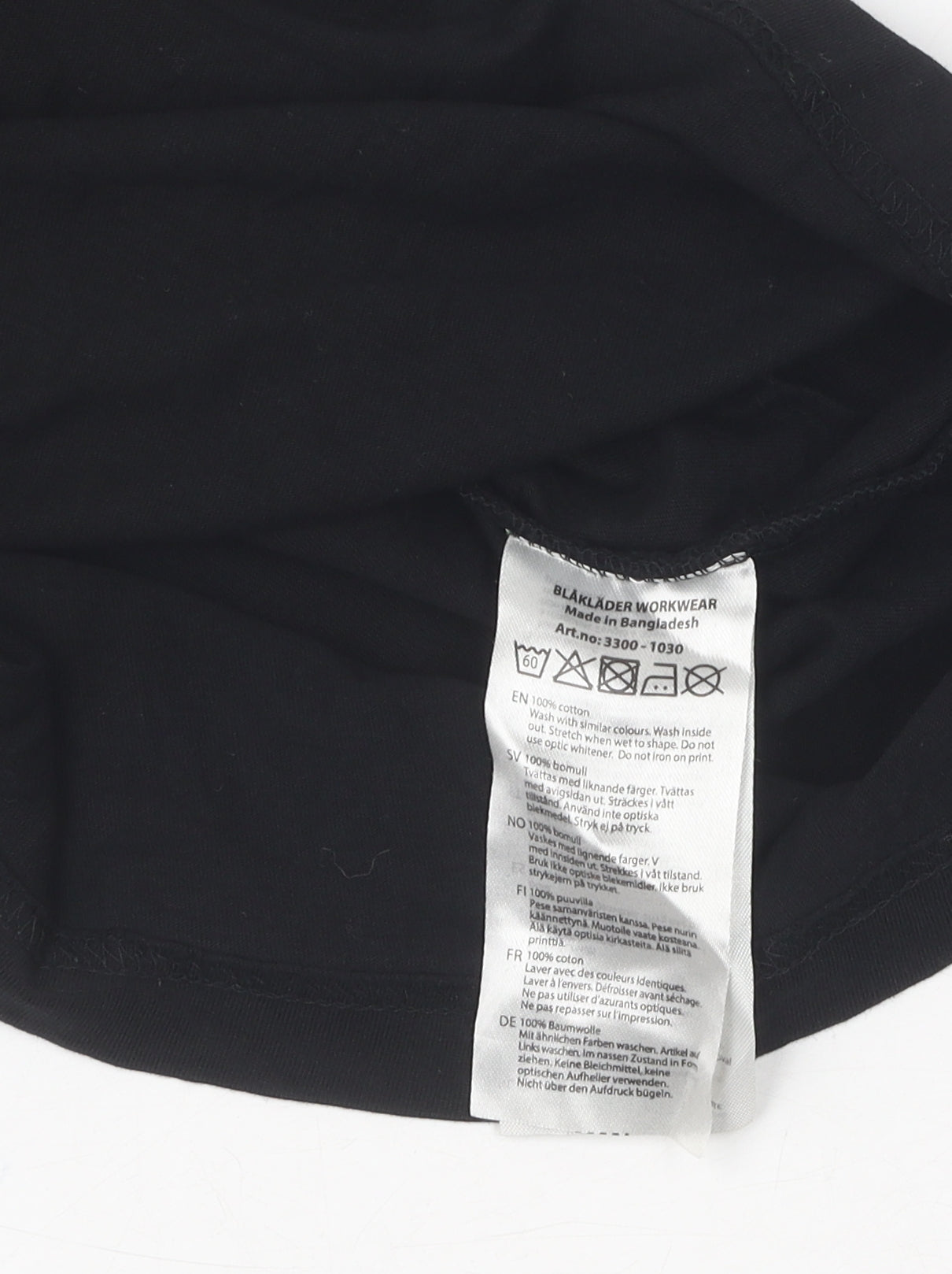 Blakläder Men's Black Cotton T-Shirt Size L