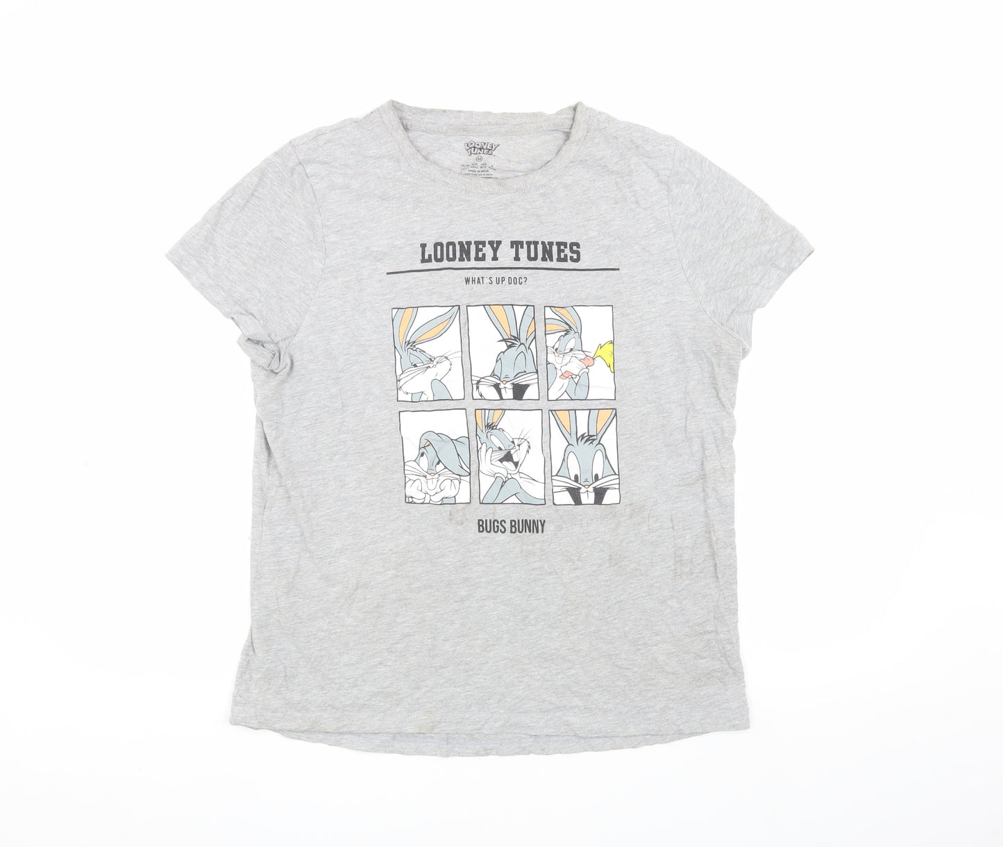 Unisex Adults UK Size M Looney Tunes Grey Basic T-Shirt