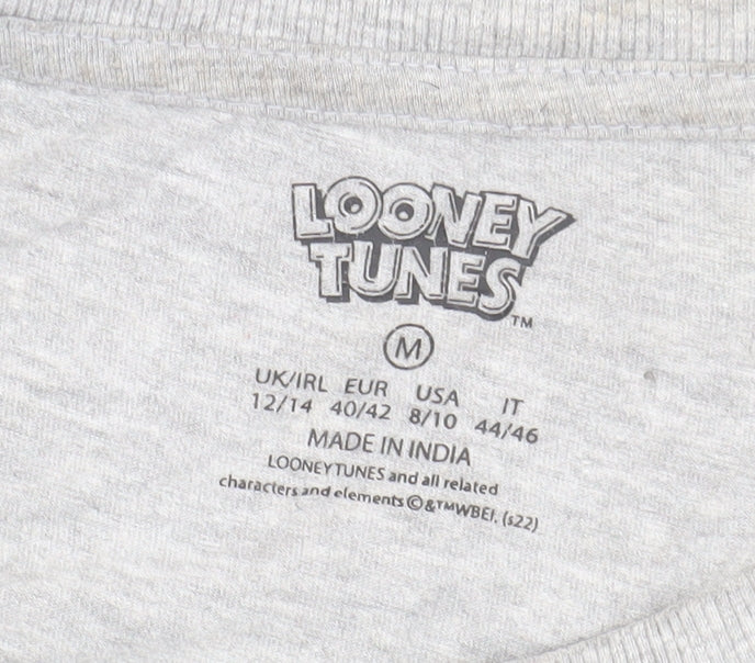 Unisex Adults UK Size M Looney Tunes Grey Basic T-Shirt