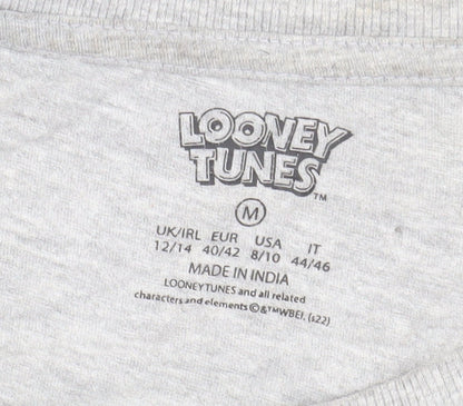 Unisex Adults UK Size M Looney Tunes Grey Basic T-Shirt