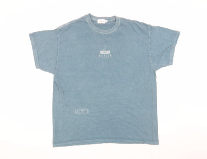 Topman Men's Blue Medium Cotton Crew Neck T-Shirt