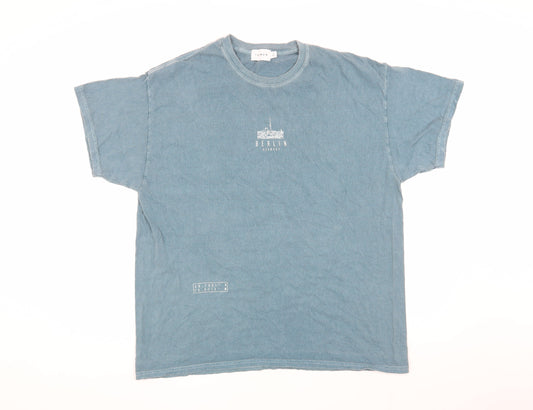 Topman Men's Blue Medium Cotton Crew Neck T-Shirt
