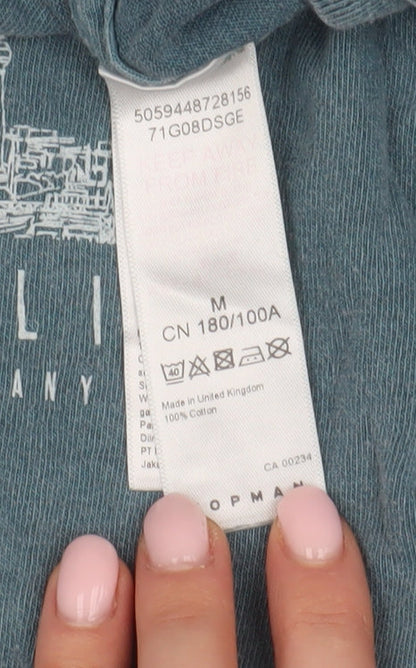 Topman Men's Blue Medium Cotton Crew Neck T-Shirt