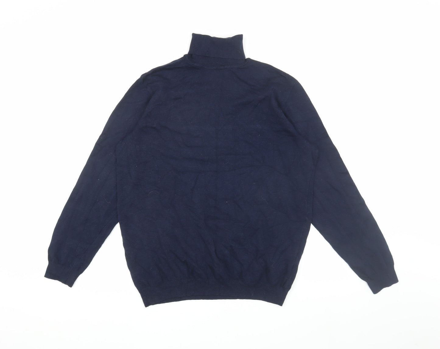 Pull&Bear Men's Blue High Neck Pullover Jumper Size 12