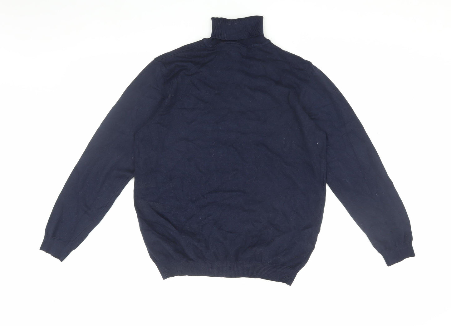 Pull&Bear Men's Blue High Neck Pullover Jumper Size 12