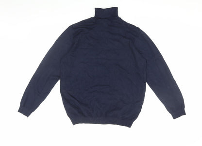 Pull&Bear Men's Blue High Neck Pullover Jumper Size 12