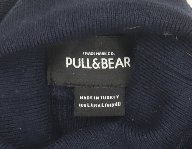 Pull&Bear Men's Blue High Neck Pullover Jumper Size 12